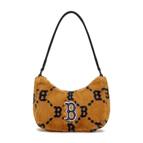 Túi MLB Diamond Monogram Fur Hobo Bag Boston Red Sox D.Beige
