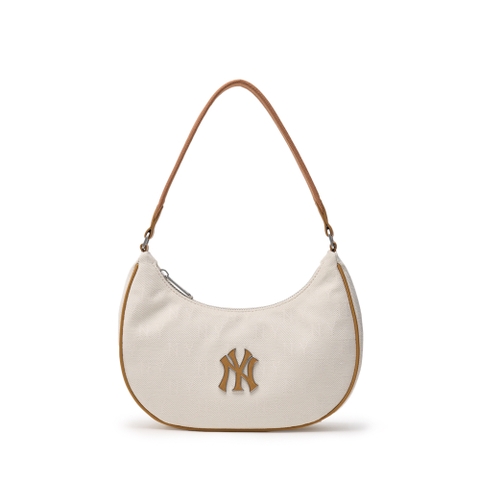 Túi MLB Korea Monogram Jacquard Hobo Bag New York Yankees D.Cream