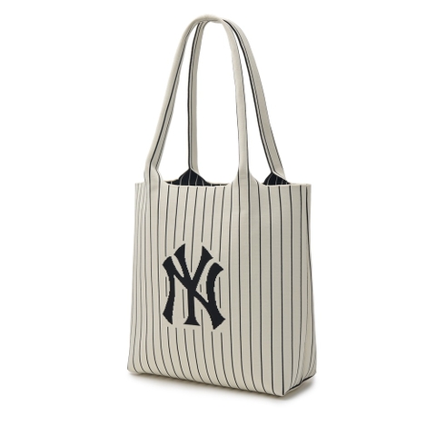 Túi MLB Korea Basic Big Logo Knit Tote Bag New York Yankees Cream