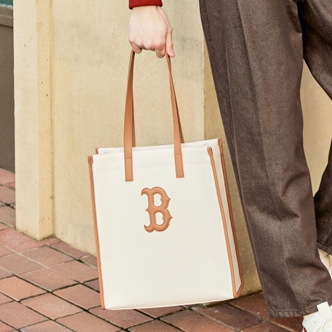 Túi MLB Basic Canvas Vertical Tote Bag Boston Red Sox Cream