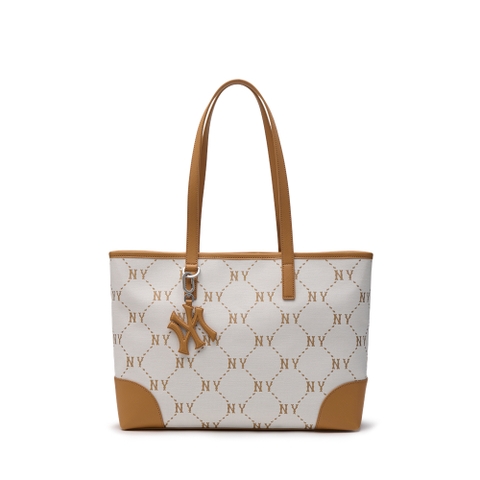 Túi MLB Korea Diamond Monogram Jacquard Tote Bag New York Yankees Brown