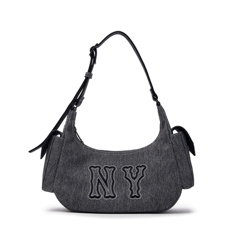 Túi MLB Korea Basic Mega Logo Denim Cargo Bag New York Yankees Black