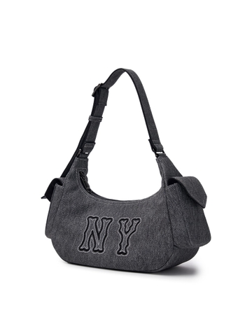 Túi MLB Korea Basic Mega Logo Denim Cargo Bag New York Yankees Black