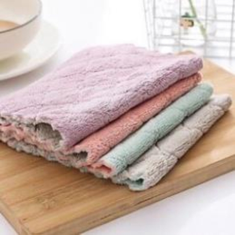 Khăn Lau Đa Năng Không Bụi Lau Màn Hình, Bếp, Bát Đĩa, Cốc Chén Siêu Thấm Nước, Chống Dính Dầu Mỡ Hai Mặt 12x18cm