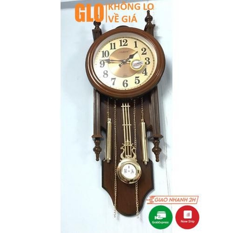 Đồng Hồ Quả Lắc Lớn Treo Tường Dài 80cm Thiết Kế Giả Gỗ Cổ Điển