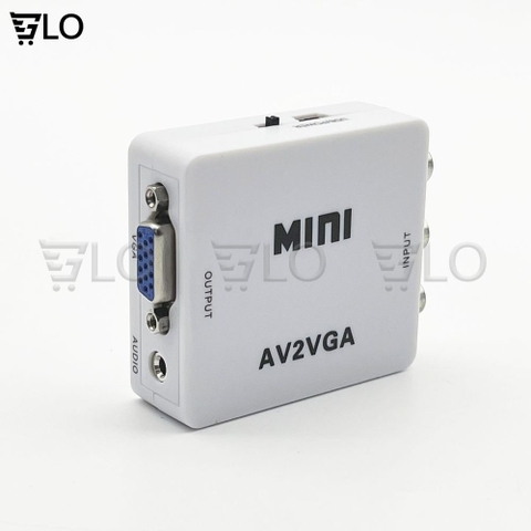 Box Chuyển AV Ra VGA Mini, Bộ Adapter AV2VGA Chuyển Đổi AV Sang VGA