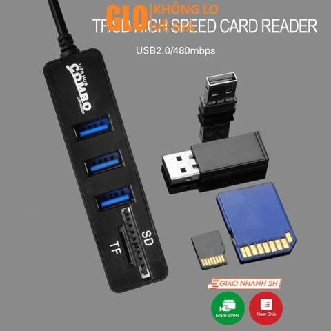 Hub Usb Gồm 3 Cổng Usb Kèm Đầu Đọc Thẻ Nhớ SD/TF