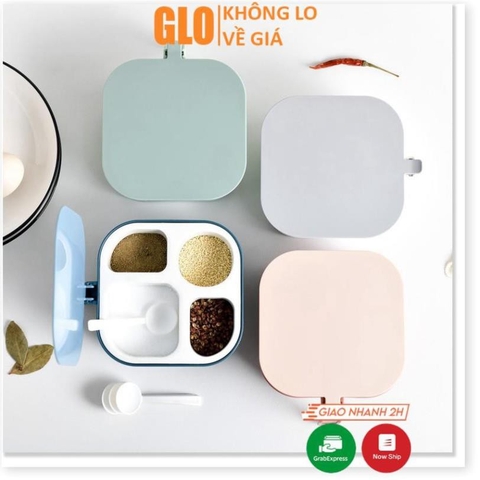 Hộp Đựng Gia Vị 4 Ngăn 14x16x8cm Tiện Dụng Cho Nhà Bếp Của Bạn