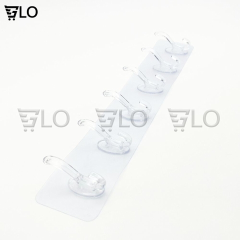 Giá Treo Đồ 6 Móc Nhựa Pha Lê 35x6cm Bản Lớn Dán Tường, Siêu Chịu Lực Không Cần Khoan Đục Tiện Lợi