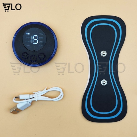 Bộ Máy + 1 Miếng Dán Massage Hình Bướm Xung Điện EMS Có Sạc USB Giảm Nhức Mỏi Cổ Vai Gáy, Bắp Tay, Lưng Hiệu Quả, Thư Giãn Cơ