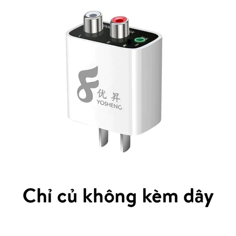 Bộ Yosheng Thu Phát Âm Thanh Chuyển Bluetooth 5.0 ra RCA và 3.5mm, Cắm Nguồn Trực Tiếp Khuếch Đại Âm Nhạc Chất Lượng Cao - Củ Kèm 2 Dây