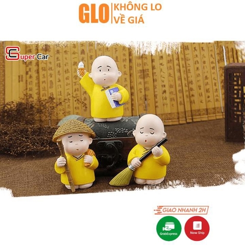 Bộ Tượng 3 Chú Tiểu Áo Vàng Kute