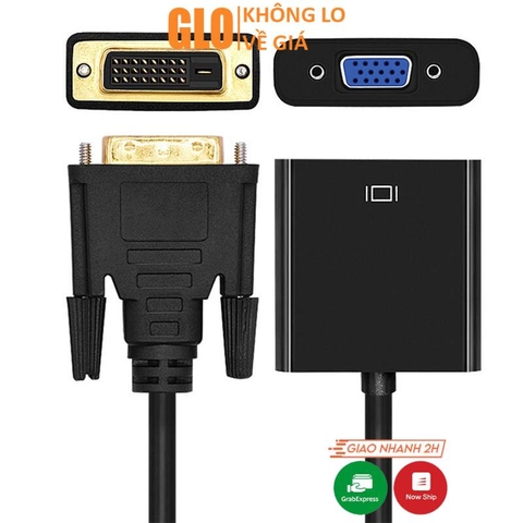 Cáp Chuyển DVI-D 24+1 Đực Sang VGA Cái (Cáp DVI Có IC)