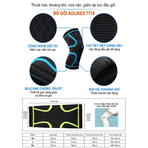 Bó gối đàn hồi bảo vệ khớp Aolikes(1 chiếc)