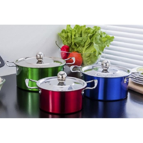 Combo 3 Nồi Inox 304 Có Nắp Và Tay Cầm Kích Thước 16-18-20cm GloShop