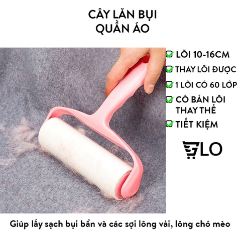 Cây Lăn Bụi Quần Áo Loại Lớn 10cm/16cm, 2 Cuộn Lăn Thay Thế