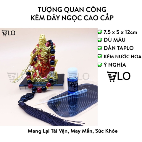 Tượng Quan Công Vân Trường Quan Vũ Nước Hoa Kèm Dây Ngọc Phong Thủy Trang Trí Taplo, Nhà Cửa