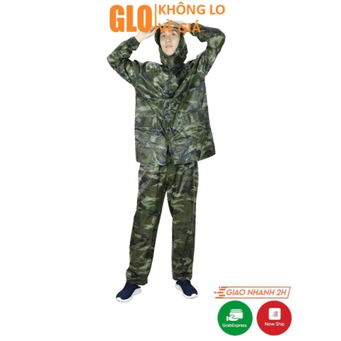 Bộ Quần Áo Đi Mưa Vải Dù Lính