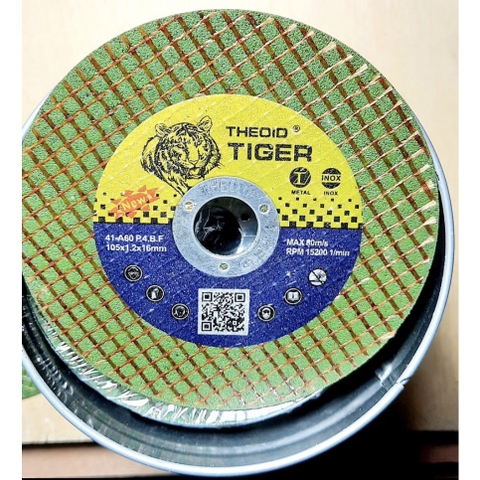 Hộp Đá Cắt Sắt, Cắt Inox TIGER 100 Hàng Loại 1 Chính Hãng (105x1.2x16mm)