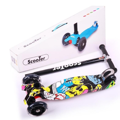 Xe trượt Scooter ba bánh phát sáng ,siêu thế hệ mới thiết kế màu sắc, Khung thép chịu lực ,bánh phát sáng cỡ lớn