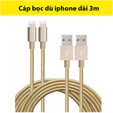 Cáp Sạc Dài 3M Lightning, Type-C, Micro USB Cho iPhone, iPad, Android Dây Dù