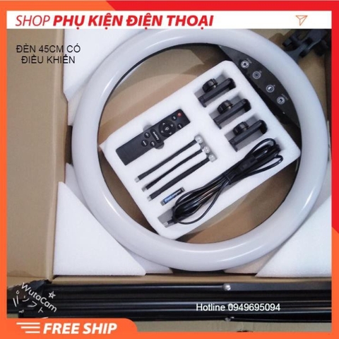 Bộ Đèn Livestream 45cm Có Remote Kèm Chân & 3 Kẹp Điện Thoại