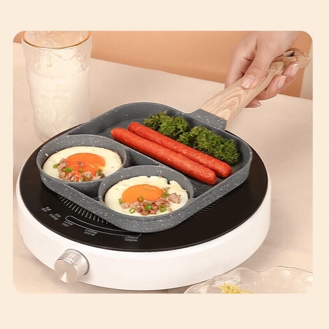 Chảo Đá Chiên Trứng 3 Ngăn Tiện Lợi Dùng Được Cho Bếp Từ, Hồng Ngoại
