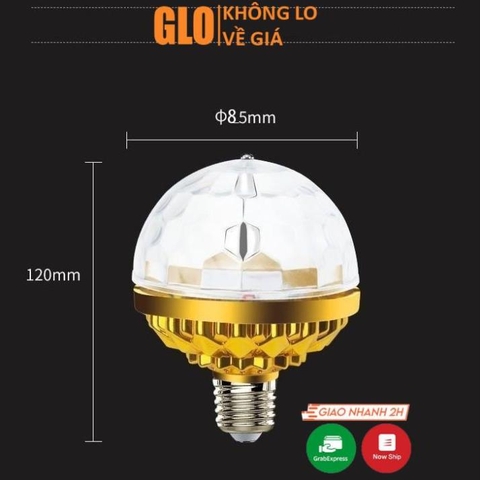 Bóng Đèn Led 7 Màu Vũ Trường Xoay Cảm Ứng Đuôi E27