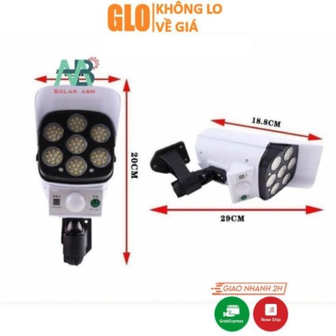 [Chống Trộm] Đèn Cảm Biến Chuyển Động Năng Lượng Mặt Trời Hình Camera 77 Đèn LED, Chống Nước Tuyệt Đối CL-877B 180W