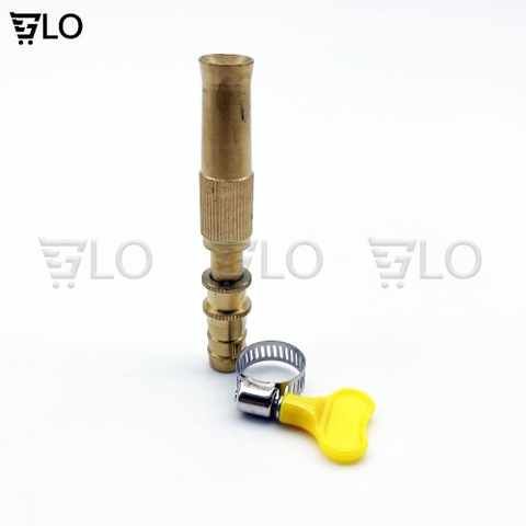 Đầu Vòi Xịt Tăng Áp Mini Bằng Đồng Kèm Đai Siết Ống 12-16mm, Vòi Sịt Phun Nước Rửa Xe, Tưới Cây Có Thế Điều Chỉnh Chế Độ