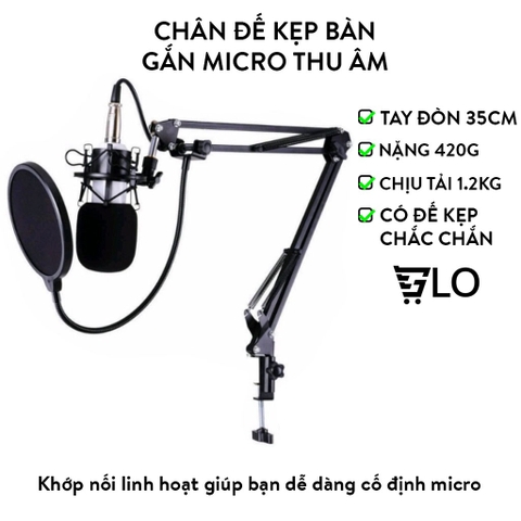 Chân Đế Kẹp Bàn Gắn Micro Kèm Màng Lọc Micro
