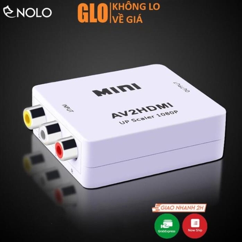 Bộ Box Chuyển Đổi Tín Hiệu AV RCA ra HDMI Model AV2HDMI Hỗ Trợ Độ Phân Giải FullHD 1080P Có Switch 720p và 1080p