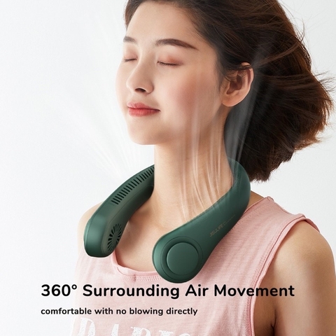 Quạt Đeo Cổ Mini, Quạt Treo Cổ Không Cánh Chính Hãng, Hiện Đại, Biên Độ Thổi 360 Độ