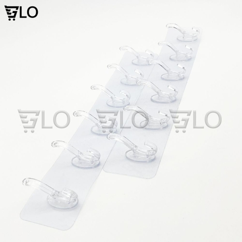Giá Treo Đồ 6 Móc Nhựa Pha Lê 35x6cm Bản Lớn Dán Tường, Siêu Chịu Lực Không Cần Khoan Đục Tiện Lợi