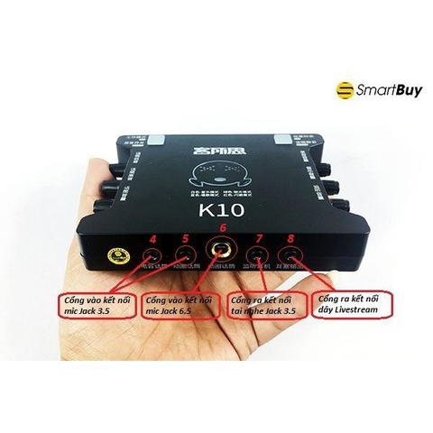Sound Card Livestream K10 Hát Live Thu Âm Thanh Chuyên Nghiệp - Bh 6 Tháng