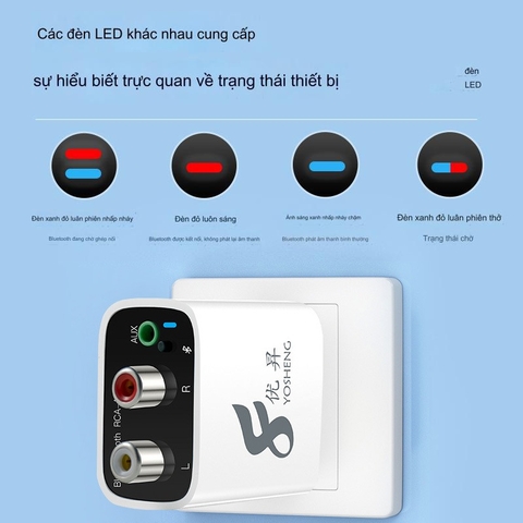 Bộ Yosheng Thu Phát Âm Thanh Chuyển Bluetooth 5.0 ra RCA và 3.5mm, Cắm Nguồn Trực Tiếp Khuếch Đại Âm Nhạc Chất Lượng Cao - Củ Kèm 2 Dây