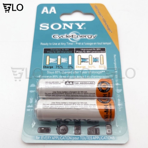 Vỉ 2 Viên Pin Sạc Sony AA(4600mah),  AAA(4300mah) CycleEnergy
