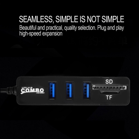 Hub Usb Gồm 3 Cổng Usb Kèm Đầu Đọc Thẻ Nhớ SD/TF