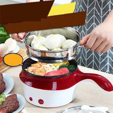 Ca Nấu Mì Có Lồng Hấp - Tay Cầm Ngang, Nấu Nước, Luộc Trứng Đa Năng Size 18cm