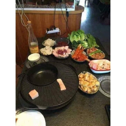 Bếp Lẩu Nướng Tròn Kiểu Hàn Quốc 2 In 1