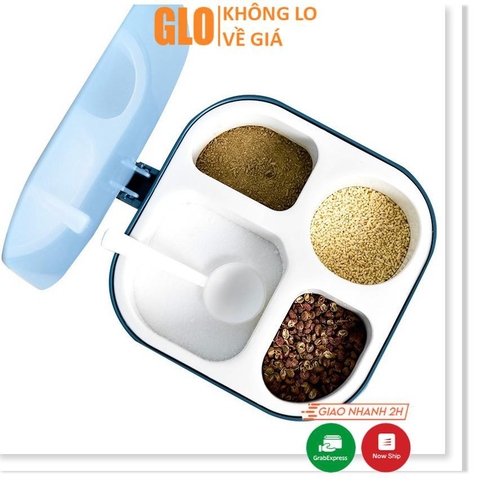 Hộp Đựng Gia Vị 4 Ngăn 14x16x8cm Tiện Dụng Cho Nhà Bếp Của Bạn