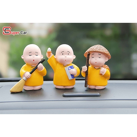 Bộ Tượng 3 Chú Tiểu Áo Vàng Kute