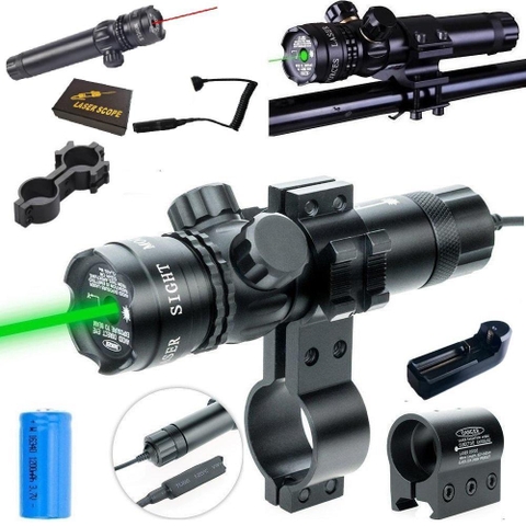 Đèn Laser Scope Gắn Ống Nhắm Chỉnh Tia Màu Đỏ Và Xanh Chiếu Xa 1km