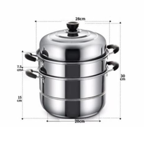 Nồi Hấp Bánh Bao, Cơm, Xôi, Bánh Flan Inox 3 Tầng Dùng Được Bếp Từ