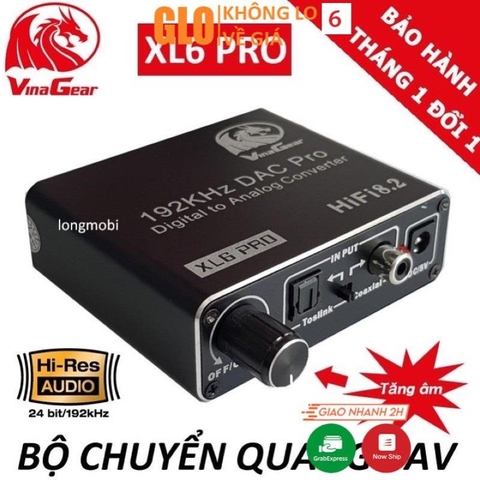 Bộ Chuyển Quang Optical Sang Audio(Digital Sang Analog) Vinagear Xl6 Pro Chính Hãng Cao Cấp, Có Nút Điều Chỉnh Âm Lượng