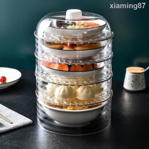 Lồng Bàn Trong Suốt 5 Tầng Đậy Thức Ăn Giữ Nhiệt, Chống Bụi, Chất Liệu Nhựa Mica
