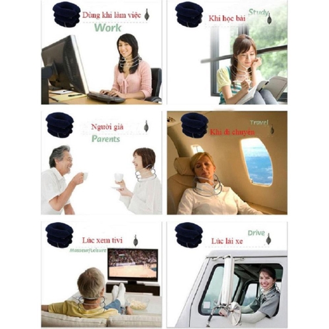 Đai Gối Hơi Massage Hỗ Trợ Điều Trị Liệu Kéo Giãn Đốt Sống Cổ 3 Tầng