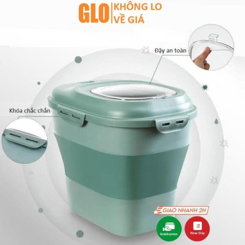 Thùng Đựng Gạo Gấp Gọn Thông Minh Đựng Tối Đa 25kg, Chống Côn Trùng Bụi Bẩn