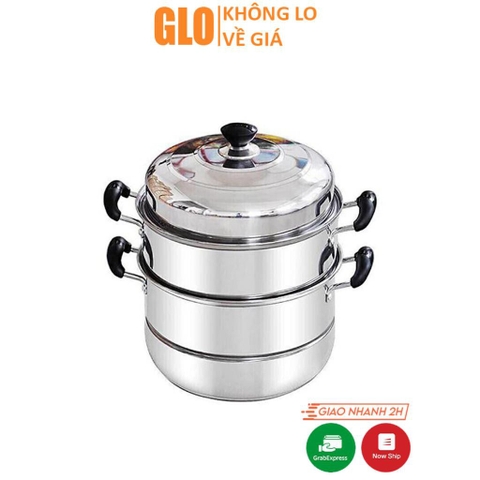 Nồi Hấp Bánh Bao, Cơm, Xôi, Bánh Flan Inox 3 Tầng Dùng Được Bếp Từ