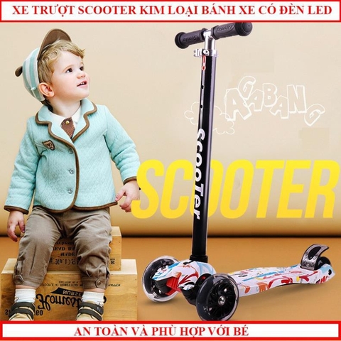 Xe trượt Scooter ba bánh phát sáng ,siêu thế hệ mới thiết kế màu sắc, Khung thép chịu lực ,bánh phát sáng cỡ lớn